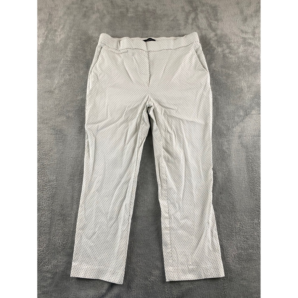 Jules & Leopold Womens White Black Polka Dot Pull On Ankle Pants Size L Large
